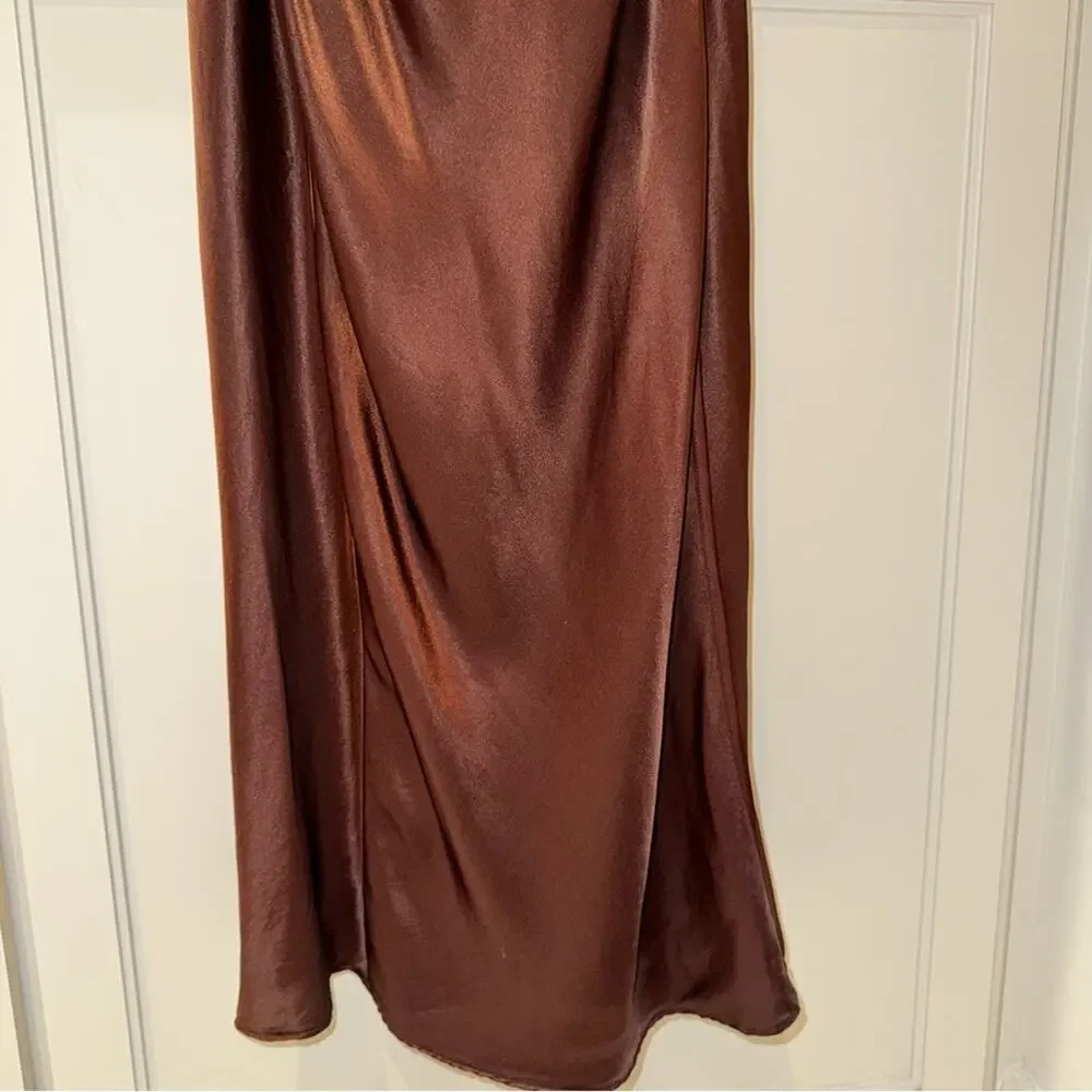 NICHOLAS Galilea High Neck Gold Trim Maxi Dress Espresso 6 - Picture 11 of 16